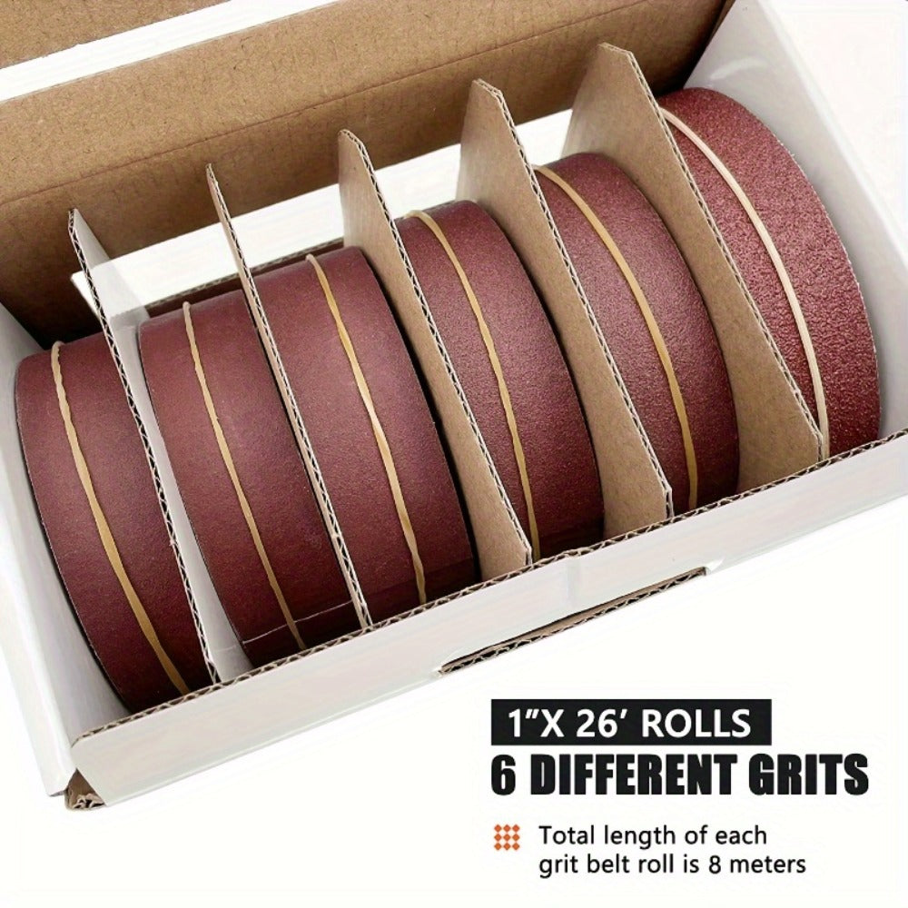 Sandpaper Roll with Dispenser, Aluminum Oxide Multi-Grit Emery Cloth 80-600, 4/5/6 Piece Set, 236 Inch for Wood Metal Glass Woodworking Sanding Blocks DIY
