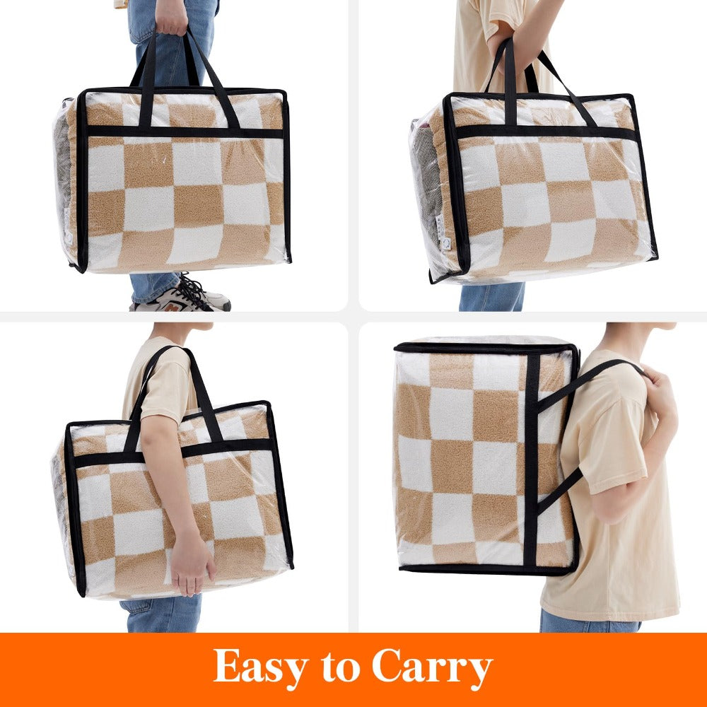 Clear Vinyl Storage Bags with Zipper Closure - 10.57 Gal Large Capacity Under-Bed Organizer for Clothes, Bedding, Blankets & Duvets, 4pcs Foldable Moving Storage Containers