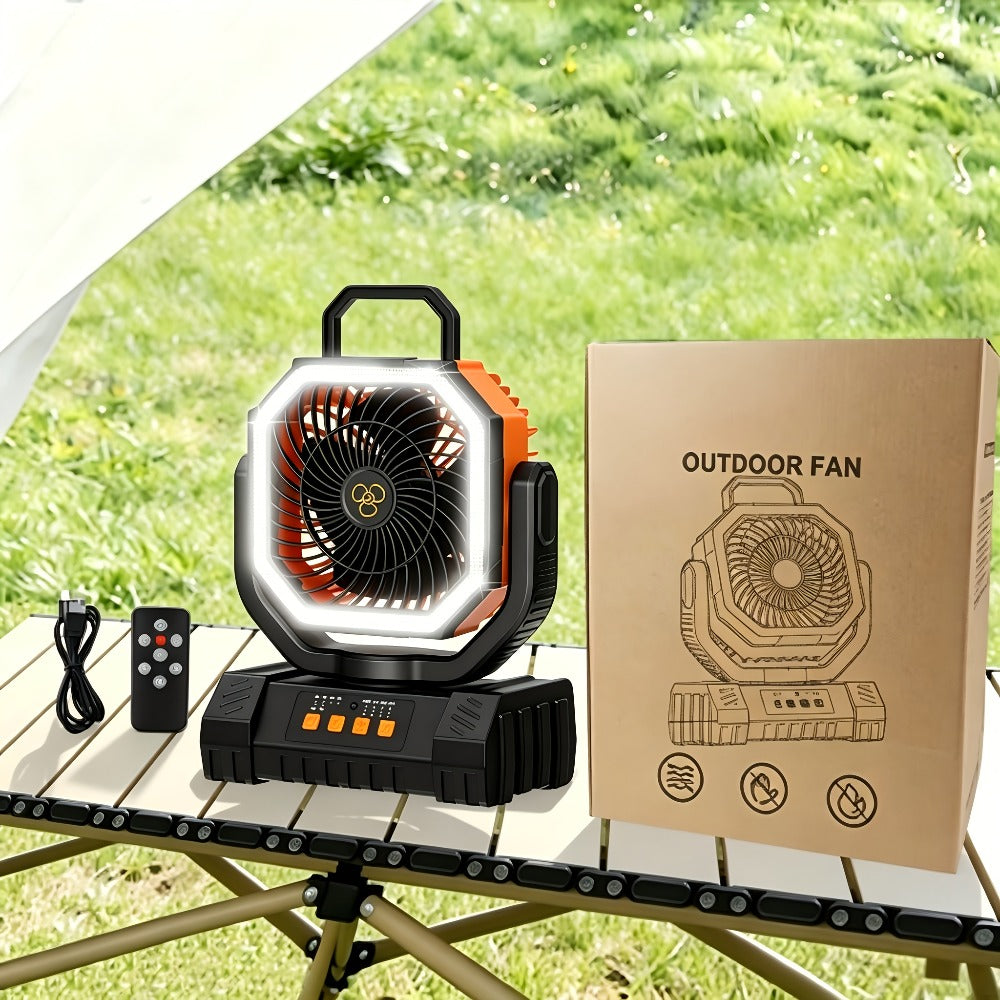 Camping Fan 20000mAh with LED Lantern and Remote Control, 4-Speed 90¡ã Oscillation 1-8H Timer, 59-Hour Battery Life Power Bank Fan with Hook for Tent, Hiking, Outdoor and Indoor Use