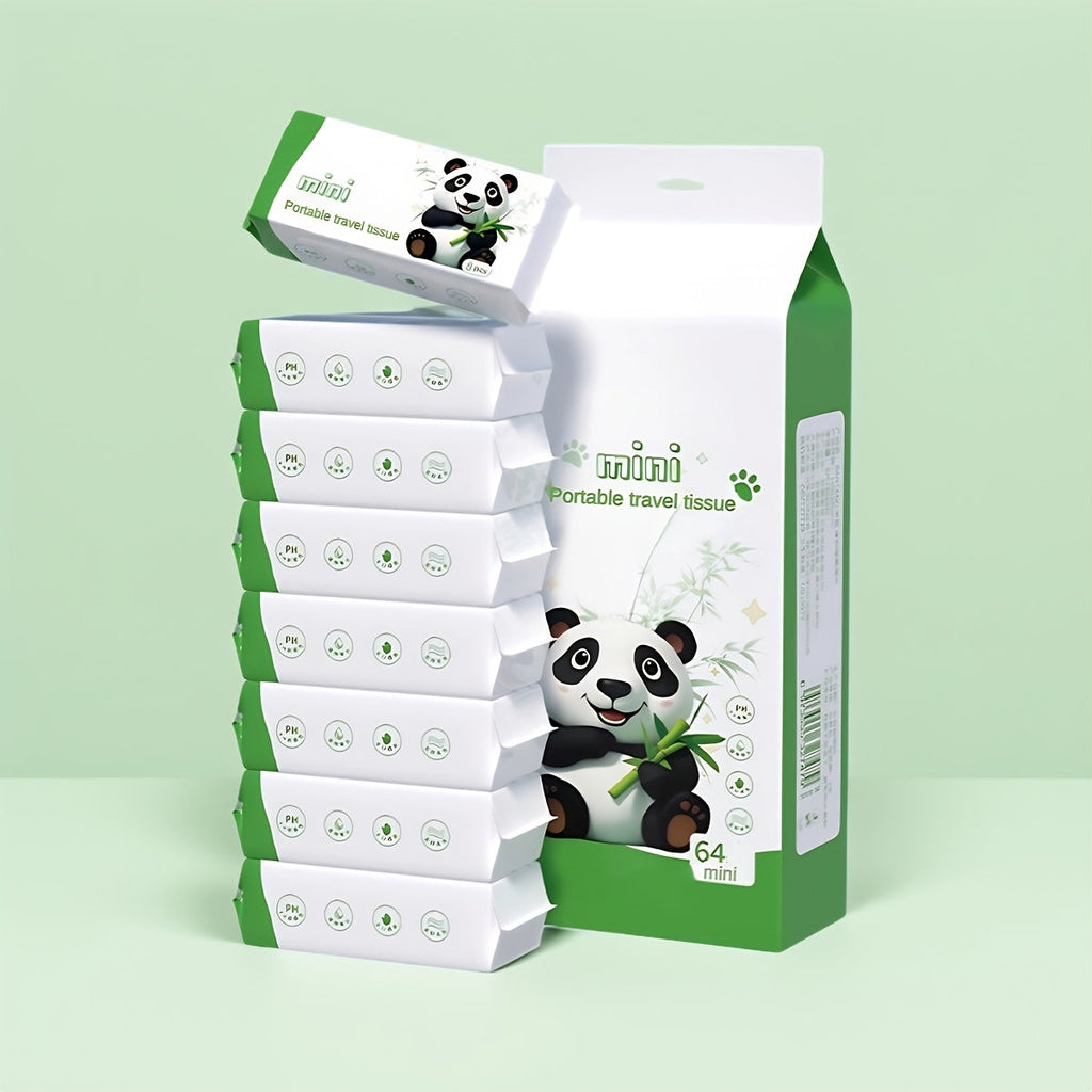 Mini Wet Wipes 64 Count 8 Packs Heavy Duty Quick-Drying Cleaning Cloths Cute Animal Design for Travel Outdoor Kitchen Bathroom Picnic Dish Towel Stove Cleaning Panda Crocodile Elephant Kitten