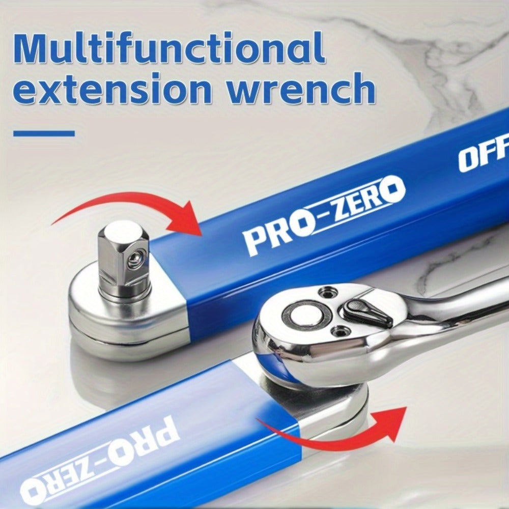 Ratchet Wrench 2-in-1 Offset Extension with 1/4¡± 3/8¡± 1/2¡± Square Head Adapters, 180-Degree Rotation High Torque Non-Slip Handle, Universal Flex Head Ratchet for Narrow Spaces & Auto Repair