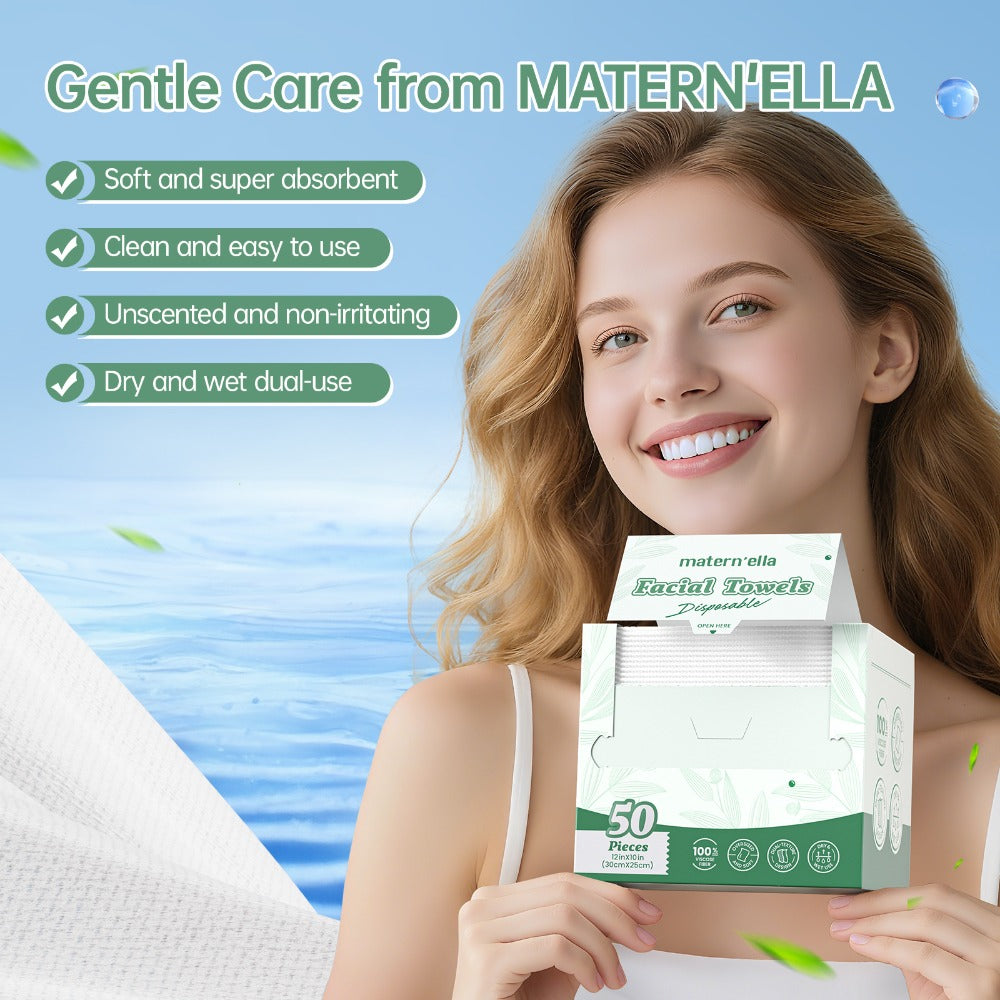 Disposable Face Towels Jumbo Ultra-Soft Extra Thick ¨C Highly Absorbent Dry Wet Dual-Use Facial Wipes for Makeup Removal, Facial Cleansing, Spa & Travel, All Skin Types, 50 / 100 / 150 Sheets per Pack