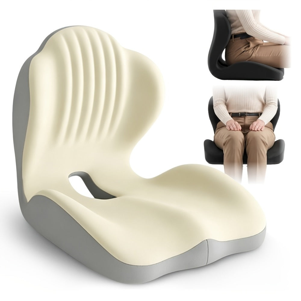 Memory Foam Seat Cushion Ergonomic with Back Support & Breathable Hollow Design ¨C Comfortable Chair Pad for Office, Car Seat & Long Sitting, Unisex Gift
