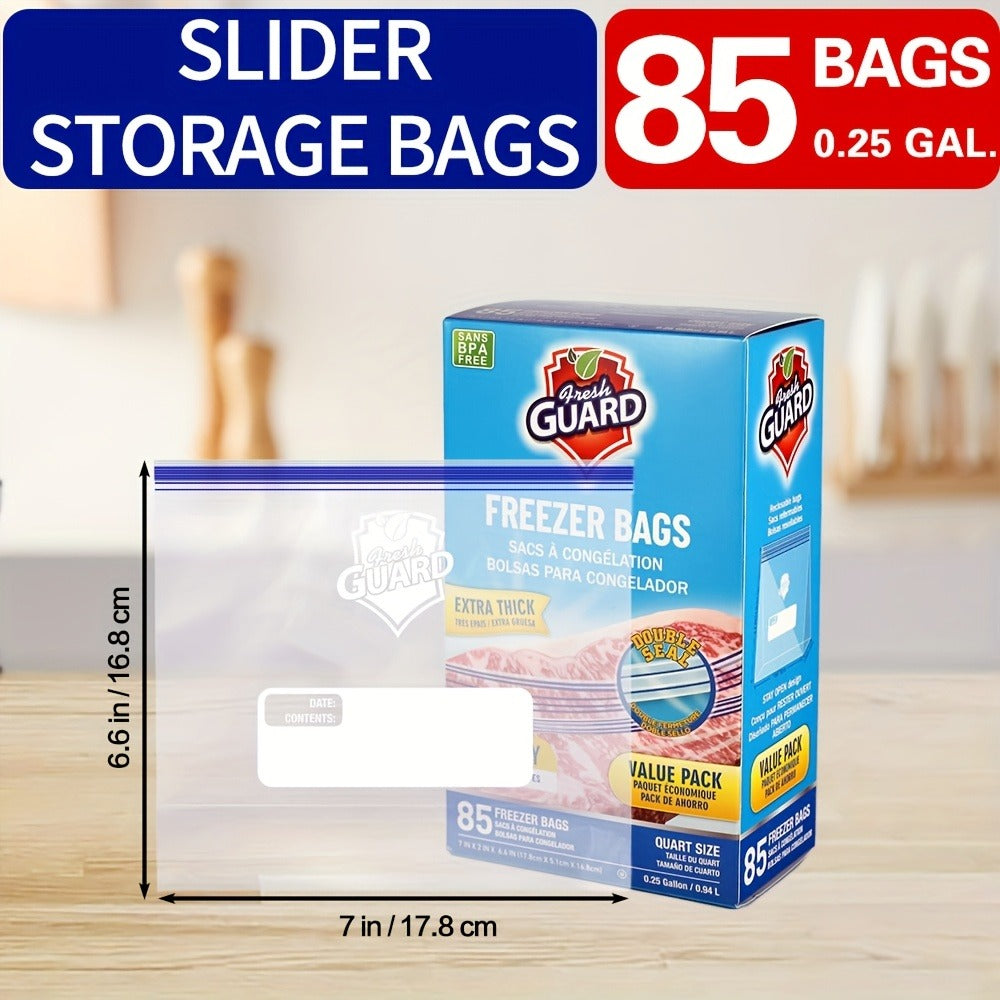 Food Storage Bags 85 Pack 0.25 Gallon | Resealable Freshness Bags Heavy Duty Secure Seal for Fruits, Vegetables, Grains & Meats, Kitchen Food Organization Bags, Flexible Freezer & Pantry Storage Solution