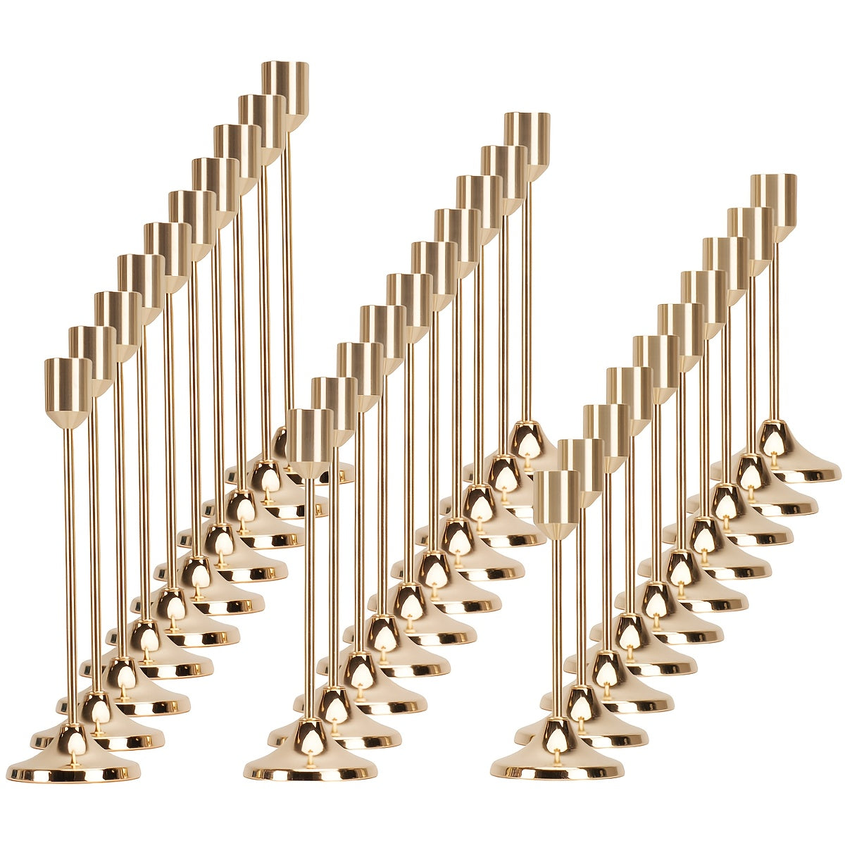 Metal Cone Candle Holders 30-Pack ¨C Elegant Taper Candle Holder Set for Christmas, Halloween, Weddings & Parties ¨C Polished Finish Tabletop Decor for Home, Hotel & Events