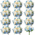 Artificial Peony Flowers 12 Bundles - Faux Peony & Hydrangea Bouquet for Wedding Centerpiece, Table Floral Arrangement, Vase Decor, Home & Holiday Decoration (Blue White, Pink, Purple, White, Green)