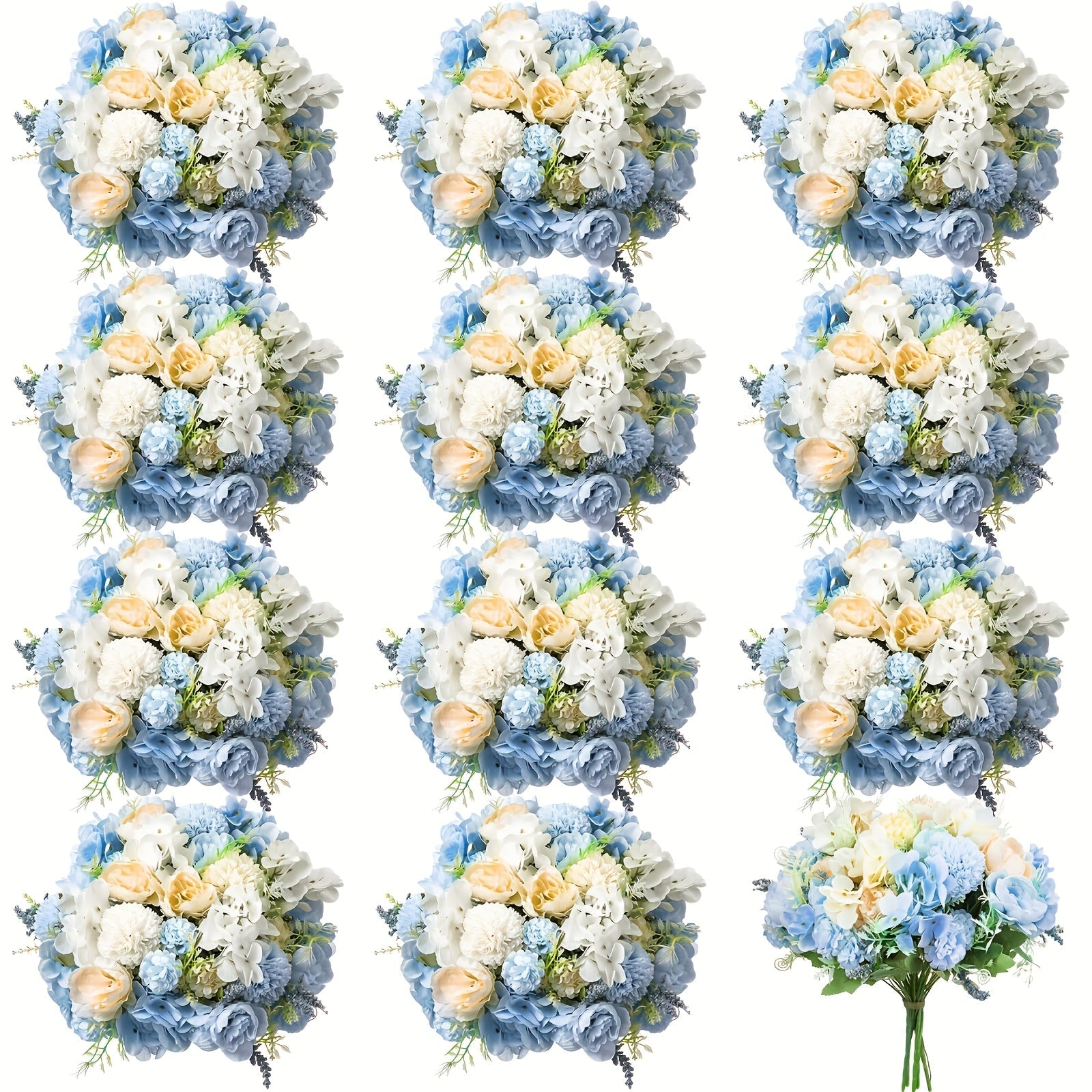 Artificial Peony Flowers 12 Bundles - Faux Peony & Hydrangea Bouquet for Wedding Centerpiece, Table Floral Arrangement, Vase Decor, Home & Holiday Decoration (Blue White, Pink, Purple, White, Green)