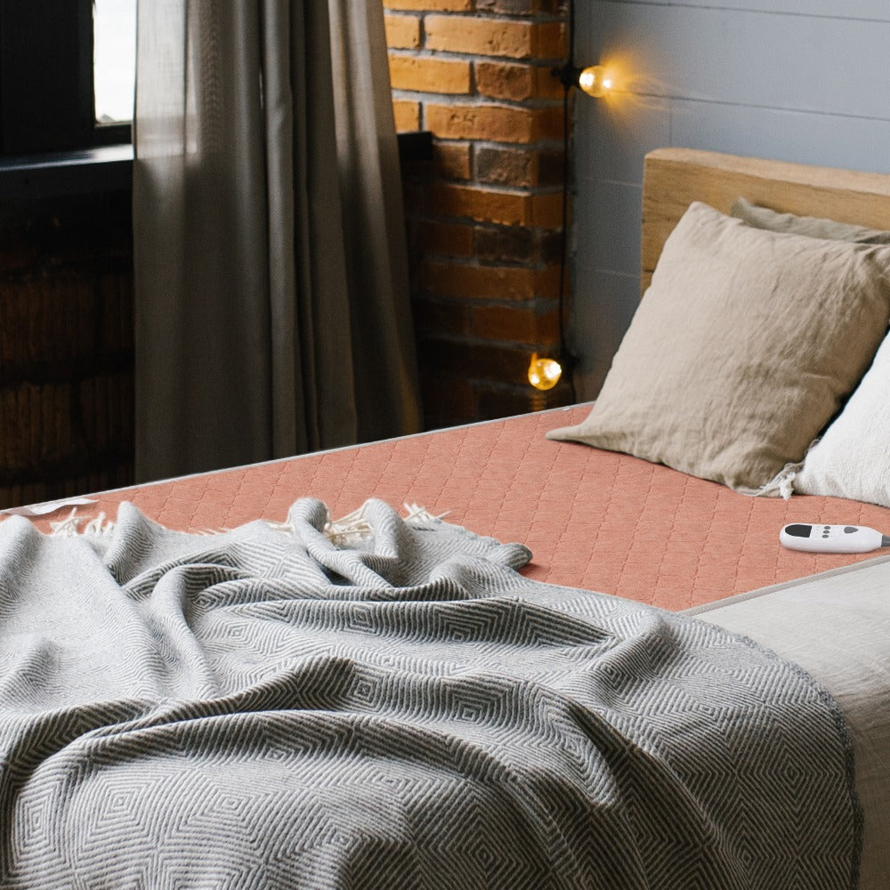 Electric Mattress Pad Heated Bed Warmer 63¡±x31¡± - 9 Heat Settings, 4 Auto Shutoff Modes, Rapid Warming, LED Controller, ETL Certified, Machine Washable, Low EMF, Winter Comfort Gift, Brown & Grey