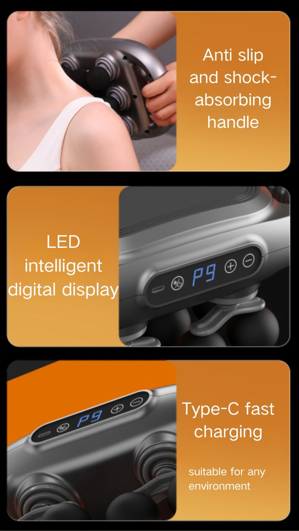 Massage Gun 12 Heads Deep Tissue Percussion Muscle Massager Set for Back Neck Shoulders Legs Foot Pain Relief Quiet Handheld Electric Body Massager