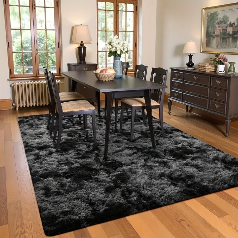 Plush Area Rug Tie-Dye & Solid Color - 100% Polyester Soft Fluffy Anti-Slip Machine Washable Carpet | Luxury Bedroom, Living Room & Sofa Floor Mat | Upscale Home Decor Rug in Multiple Colors & Sizes
