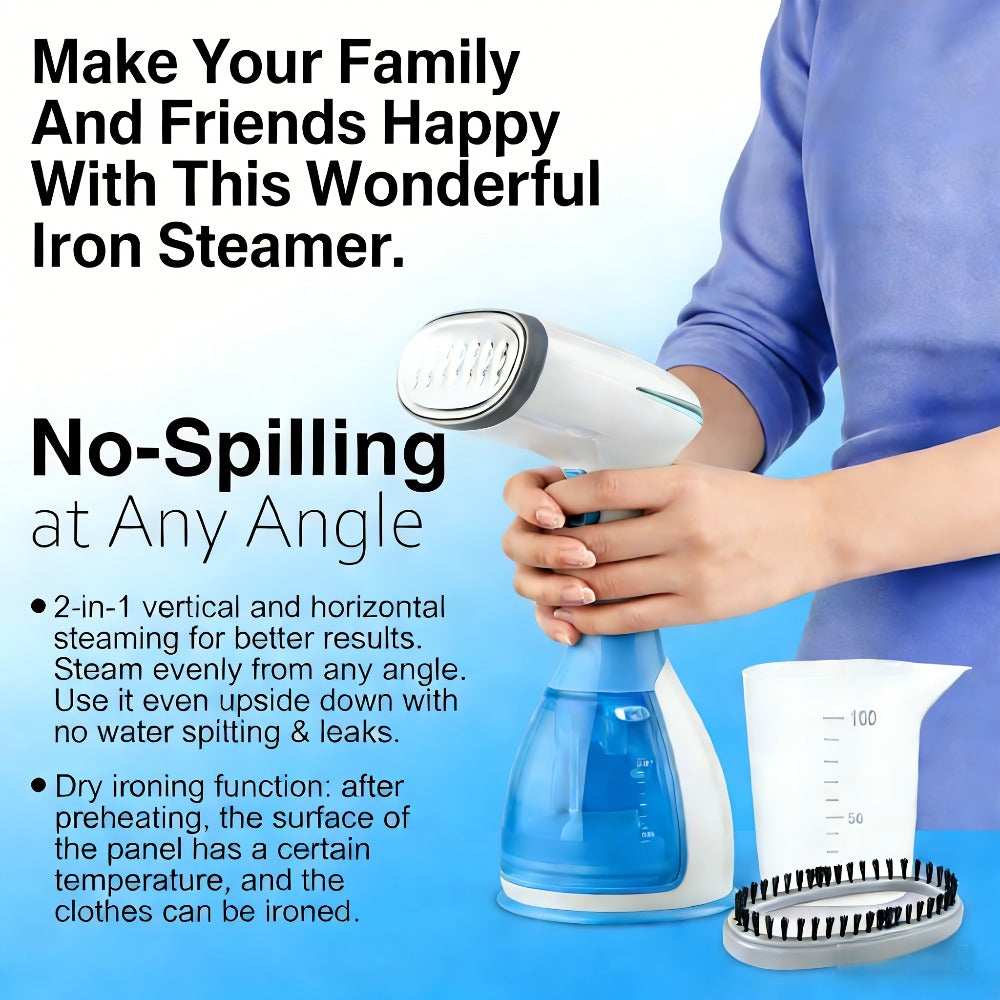 Handheld Garment Steamer 1800W ¨C Fast Heat-Up Clothes Steamer with 3 Steam Settings, 10oz Water Tank & 9.8ft Cord ¨C Portable Travel Wrinkle Remover Safe for All Fabrics (Blue & Green)