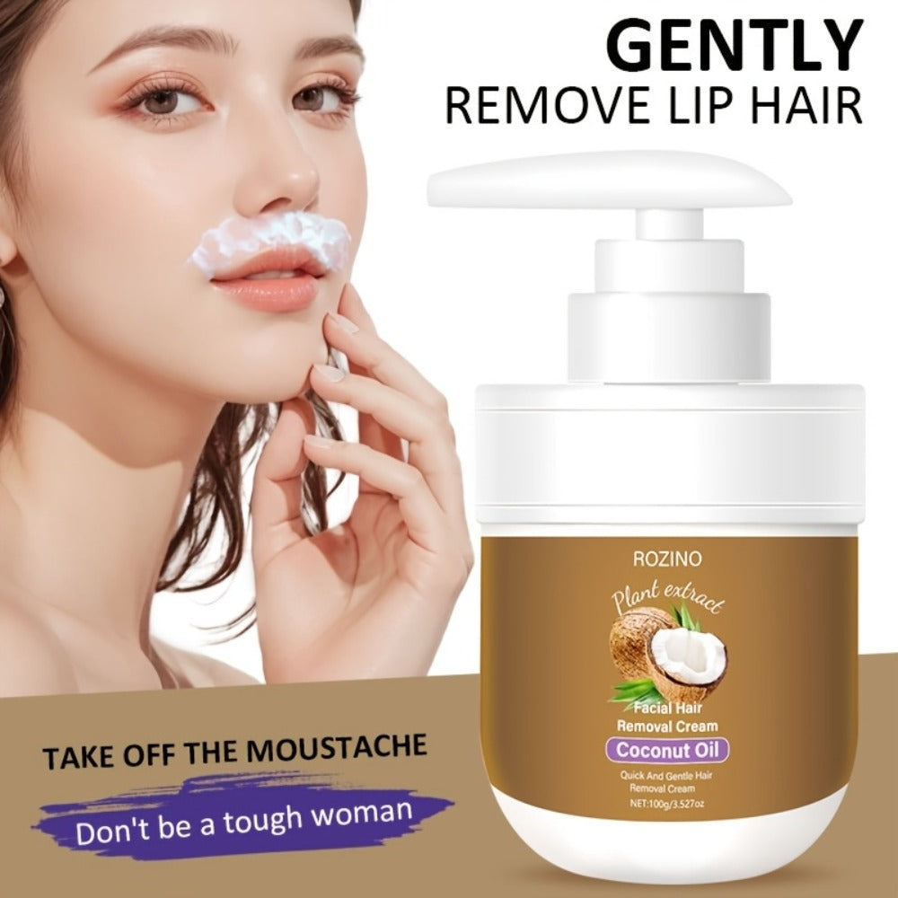 Hair Removal Cream with Coconut Essence & Aloe ¨C Mild Non-Irritating 5-Minute Formula for Underarms, Lips, Arms, Legs, Back & Bikini Area, Gentle Depilatory Cream for Sensitive Skin, 100g