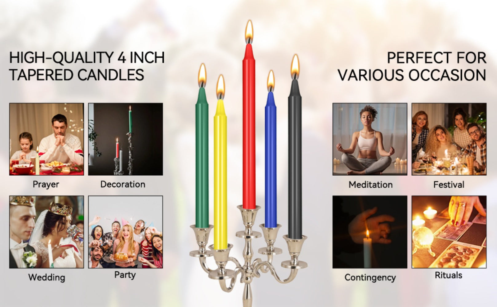 Colored Chime Candles Spell Candles Set Unscented Taper Candles 6.3in for Witchcraft Altar Ritual Meditation Prayer ¨C 12 Assorted Colors, Halloween Gothic Decor, Magic Candle Holder Compatible