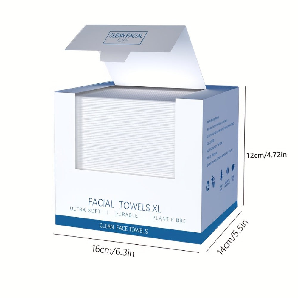 Disposable Facial Towels Extra Large Thick Dry Wet Cleansing Cotton Towel 40 Sheets Per Box 10.24x11.81 Inch Soft Skin-Friendly Face Wash Towel for Daily Skincare Makeup Removal