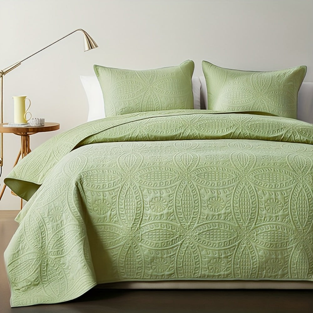 Quilt Set Bedspread with Pillowcases - Lightweight Microfiber Coverlet Twin Full Queen King, Soft Breathable Coin Pattern Comforter Set for Bedroom Dorm School