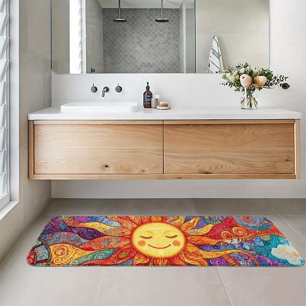 Boho Runner Rug Mandala Non-Slip Washable Soft Polyester Kitchen Hallway Mat Sun Totem Colorful Pattern Living Room Bathroom 5 Designs
