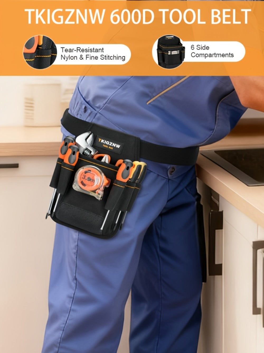 Tool Bag Heavy Duty 7-Pocket PVC Organizer for Mechanics & Electricians ¨C Multi-Pocket Hand Tool Storage Bag, Portable Jobsite Toolbag for Plumbers, Contractors & DIY