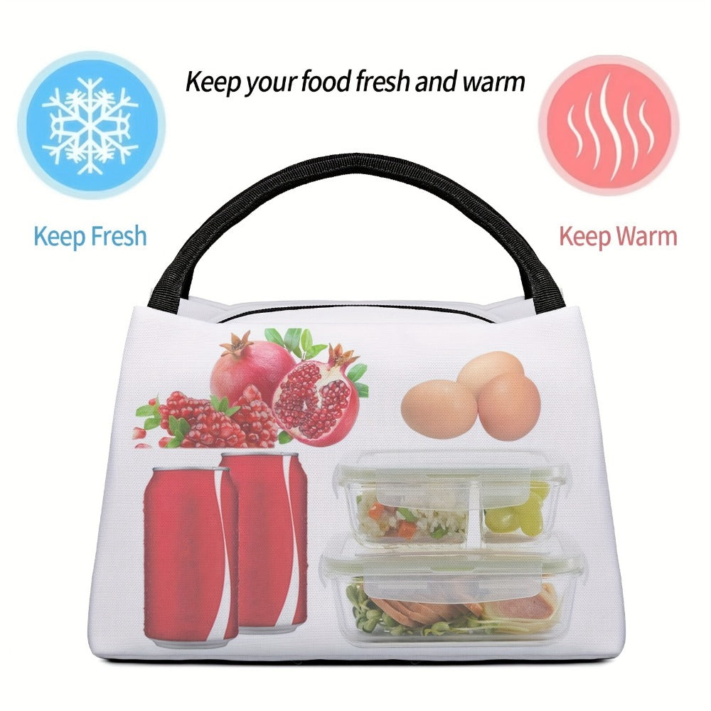 Insulated Lunch Bag with Cat Design - Reusable Polyester Lunch Tote for Women, Portable Cooler Bag for Work, Picnic, Hiking & Beach, Easy to Clean, Animal Print