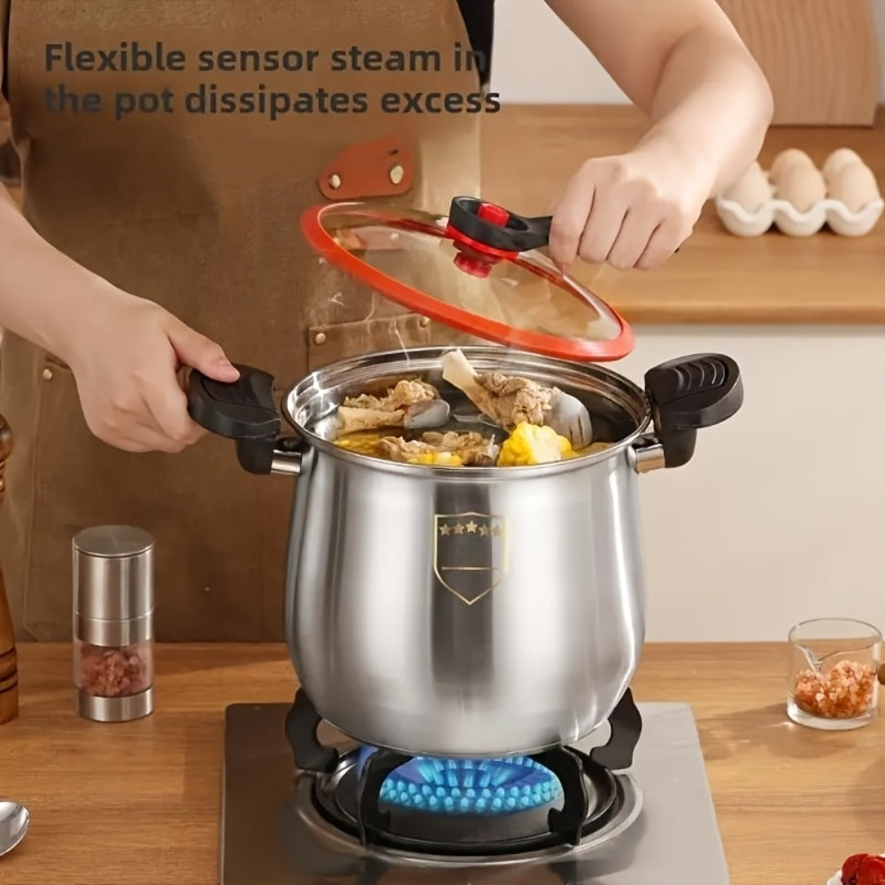 Stainless Steel Quick Cooking Pot with Lid Large Capacity ¨C Food-Grade Non-Stick Scratch-Resistant Saucepan | Induction & Gas Stove Compatible Stew Soup Pot Even Heating Kitchen Cookware