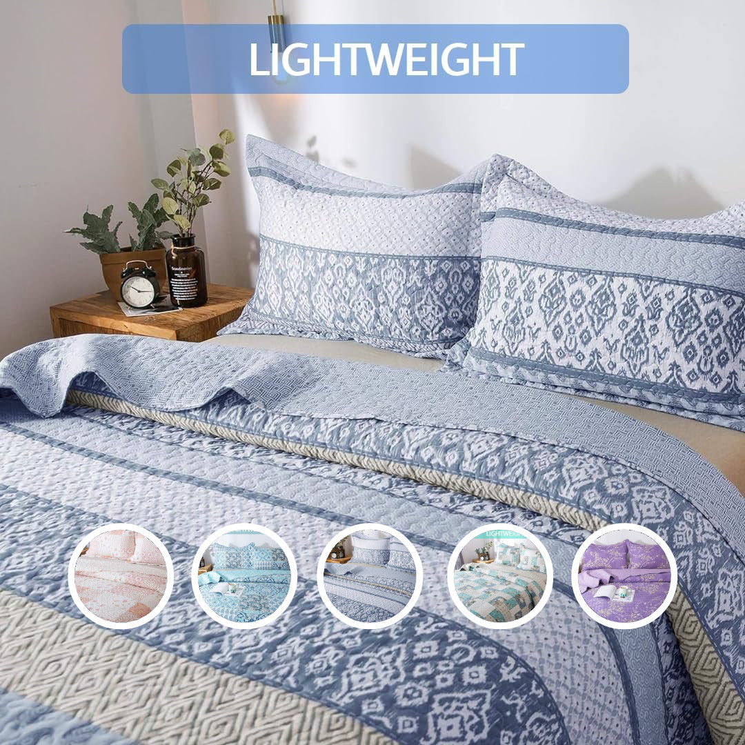 Floral Quilt Set Lightweight Bedspread Coverlet 2 or 3-Piece, All Season Hypoallergenic Breathable Paisley Patchwork Print Quilt for Bedroom Guest Room Dorm RV Cabin, Twin Queen King, Shabby Chic