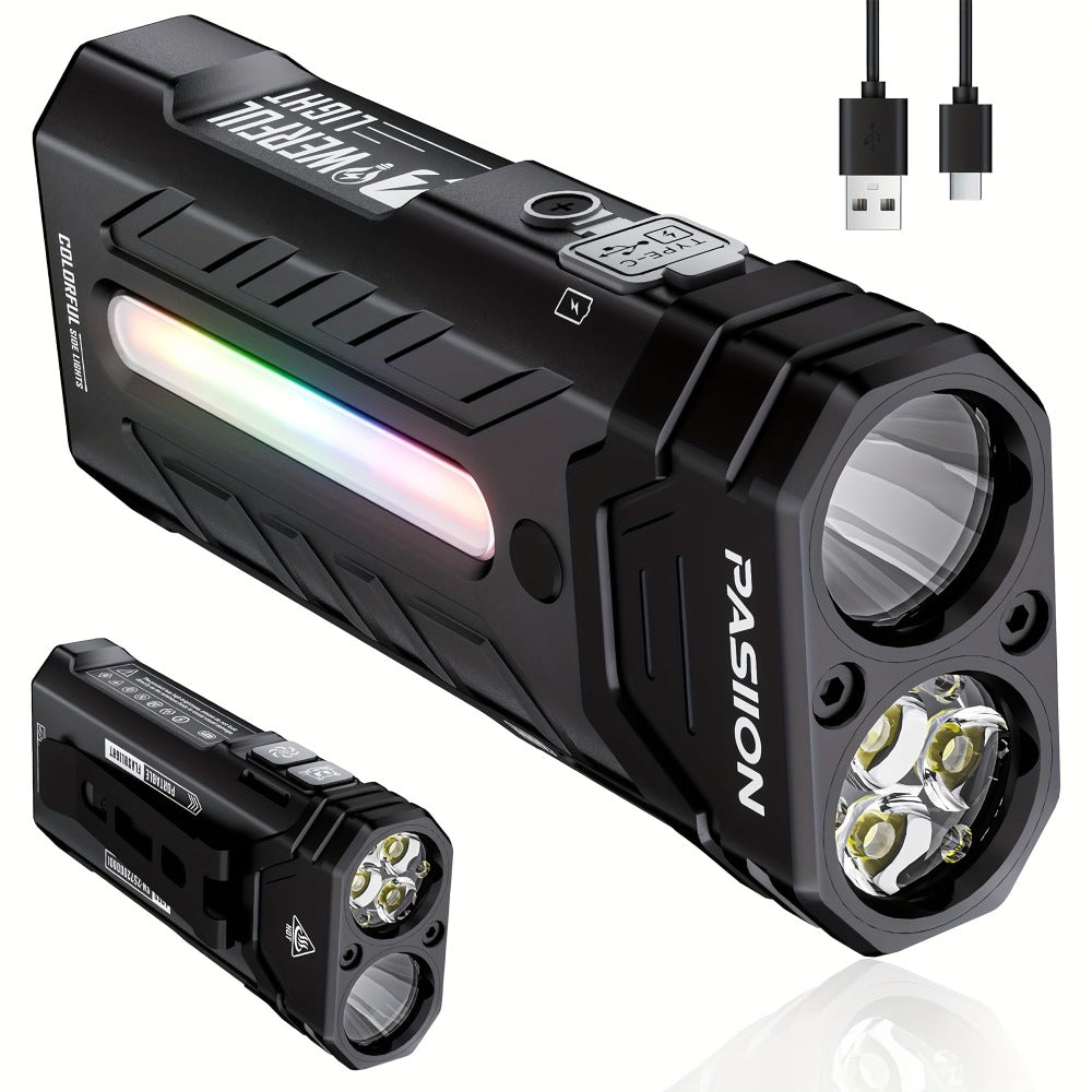 High Lumen Flashlight 5000 Lumen Ultra Bright | High-Capacity Battery Long Runtime USB Rechargeable | Lock Function Camping Night Fishing Outdoor Work Gift for Men