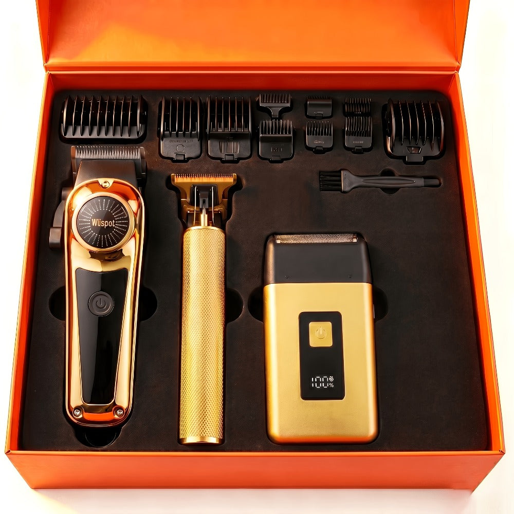 Barber Haircutting Kit Men's Shaving Set USB Rechargeable Gift Box - 1 & 3 Piece Options, Hair Clipper for Home & Salon, Perfect Gift for Boyfriend, Husband, Father's Day, Birthday & Holiday
