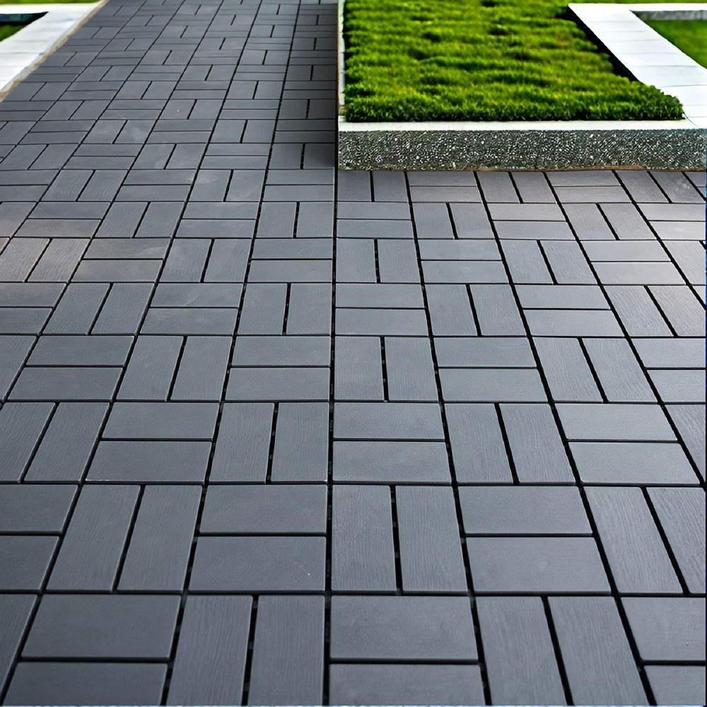 Interlocking Deck Tiles 44-Pack 12¡±x12¡± Waterproof Outdoor Patio Tiles ¨C All-Weather PP Material, High Load-Bearing, Easy Snap-Lock Install, Grid Pattern Flooring for Poolside, Balcony, Backyard, Patio & Bathroom