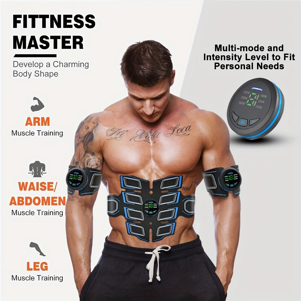 EMS Abs Stimulator Waist Belt Portable Abdominal Muscle Toner Electric Trainer Adjustable Modes Intensity for Abdomen Arms Legs Home Gym Fitness Equipment Gift