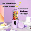 Portable Double Cup Blender & Juicer 2 Sets USB Rechargeable - 1500mAh Personal Mixer with Cups & Motor Base for Smoothies, Milkshakes & Drinks, Travel Blender Gift, Purple Blue Pink White