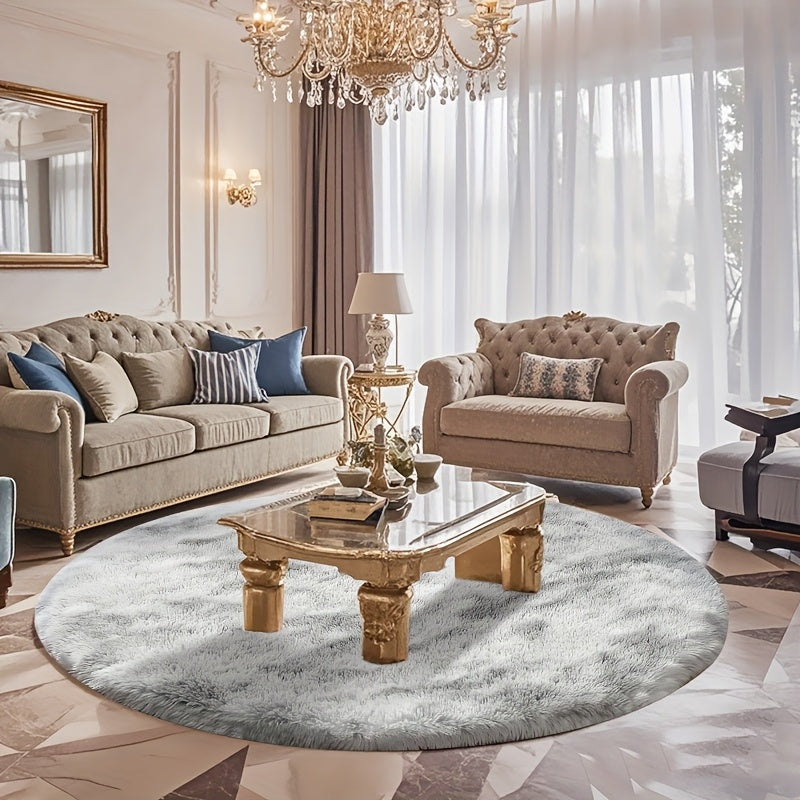 Round Faux Fur Area Rug - Soft Plush Circle Carpet for Living Room Bedroom, Machine Washable, Multiple Colors & Sizes