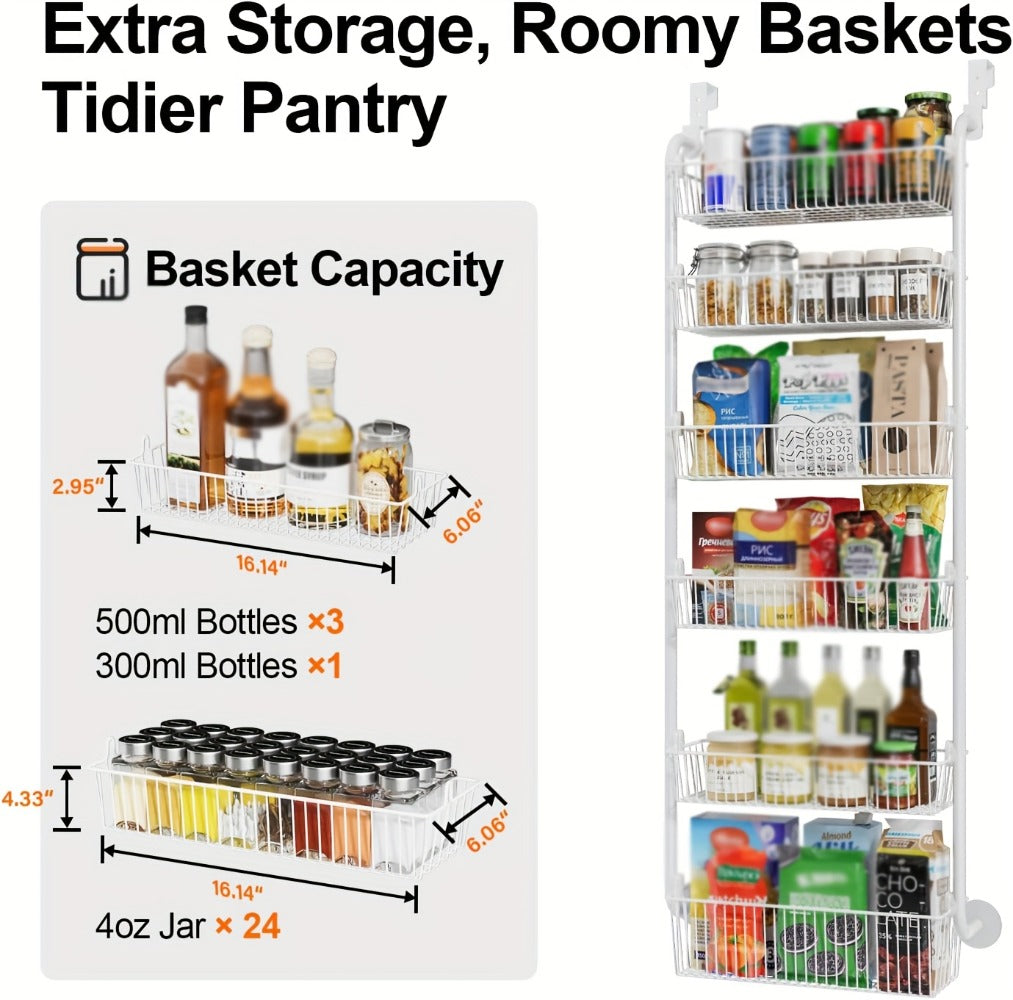 Over-the-Door Metal Organizer Rack 6 & 8 Tier ¨C Pantry Storage, Spice Rack, Kitchen Cabinet Organizer, Holds Up to 80 Lbs