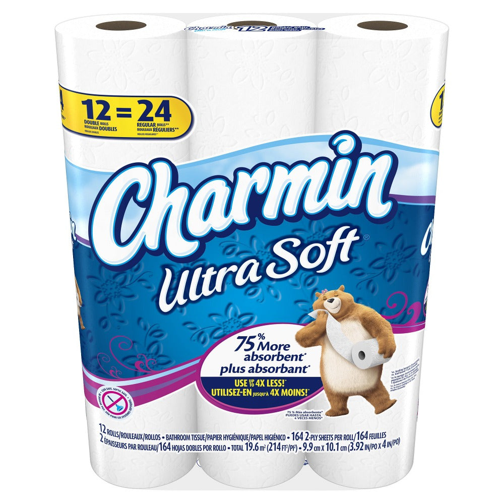Charmin Ultra Soft Toilet Paper Mega Roll - 2-Ply 200 Sheets per Roll, Soft & Strong Bath Tissue, Available in Mega, Double, 16ct, 30ct, 328ct Bulk Pack Options for Home, Office & Commercial Use