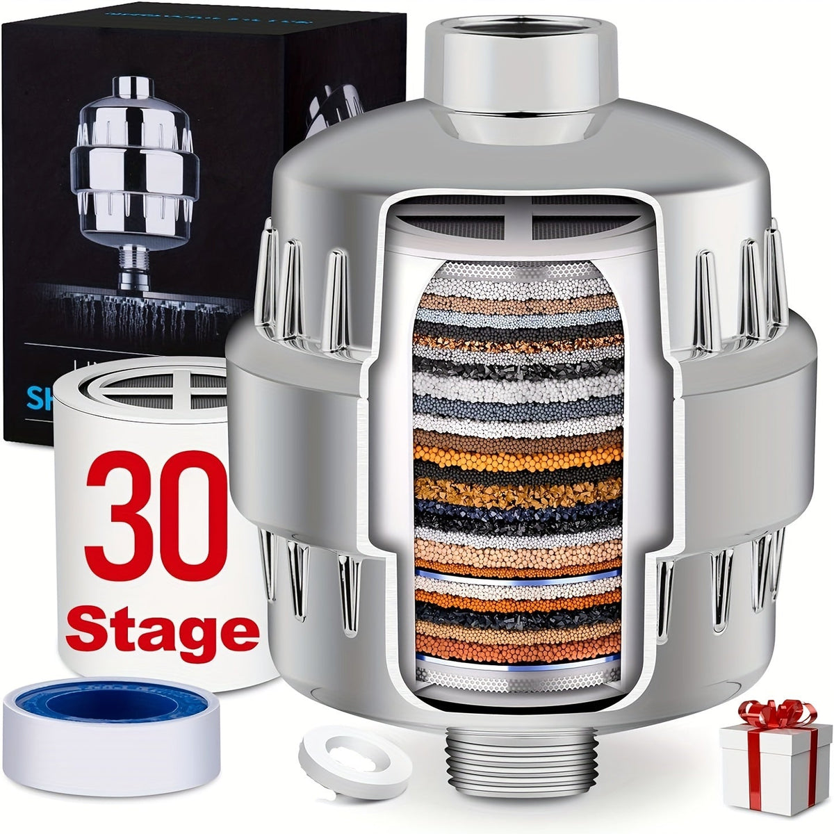 35-Stage Shower Filter Removes Chlorine Fluoride Heavy Metals Restores pH Balance Reduces Dry Itchy Skin Multiple Pack Options