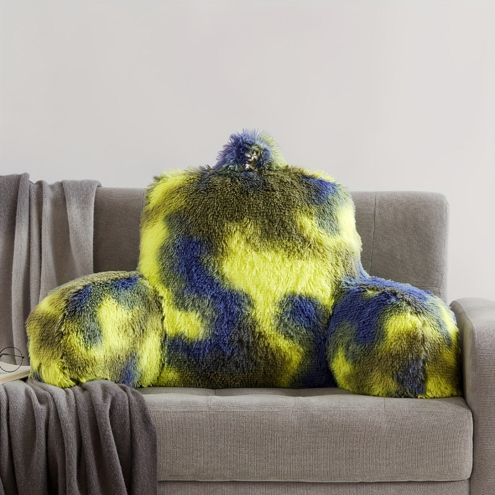 Reading Pillow with Arms - Camo Tie-Dye Plush Backrest Pillow for Bed, Ergonomic Sit-Up Support for Reading, Gaming & Studying, Fluffy Boyfriend Pillow with Medium-Firm Fill, Cozy Home Decor