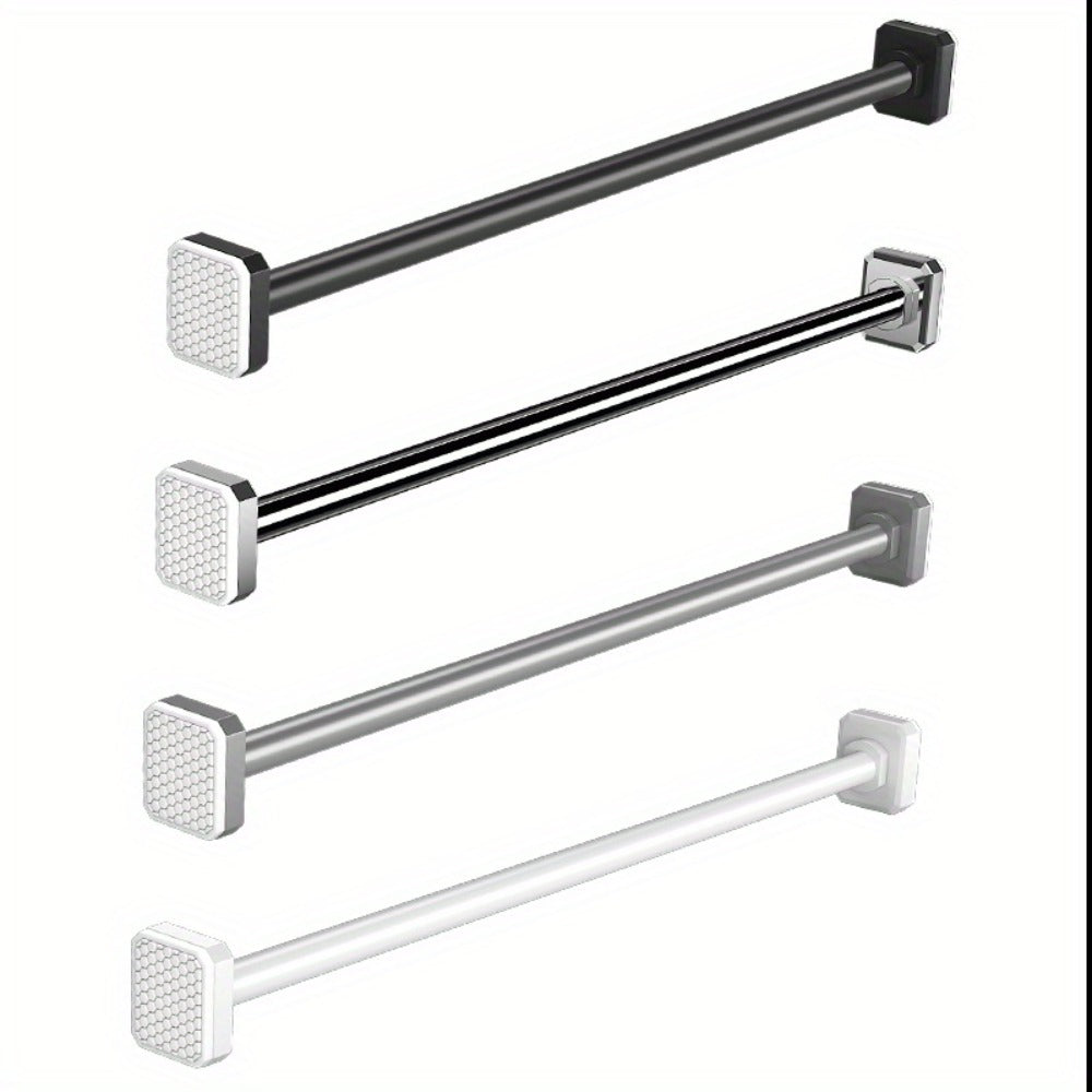 Tension Curtain Rod No Drill Telescopic Shower Bathroom Towel Rack Adjustable Hanging Rod Balcony Coat Hanger Drying Rod