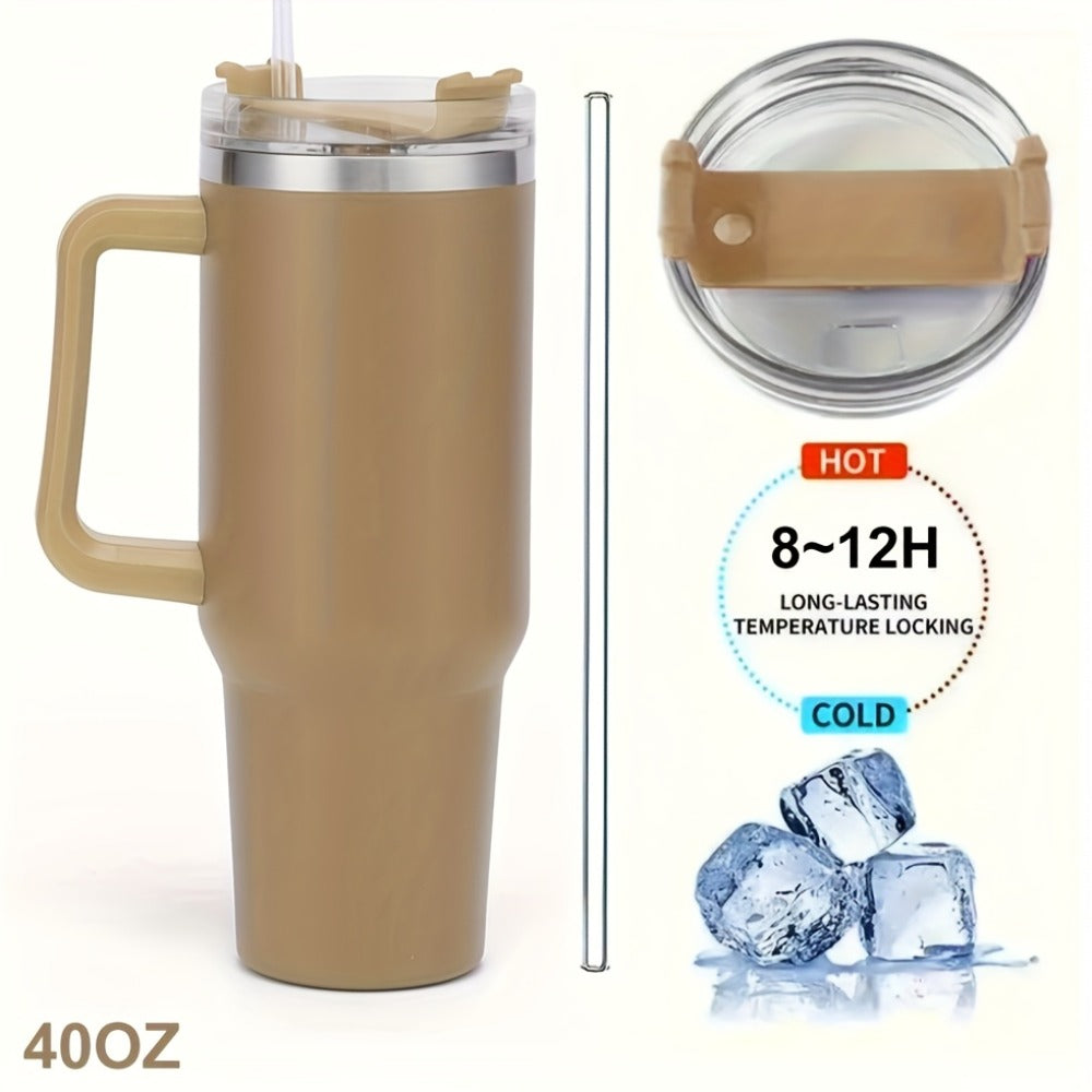 Water Bottle 40oz Stainless Steel with Lid and Straw - Leak Proof Insulated Cold Water Cup for Outdoor Sports Gym Hiking and Travel, Large Capacity Reusable Drink Bottle for Men and Women, Available in 6 Colors