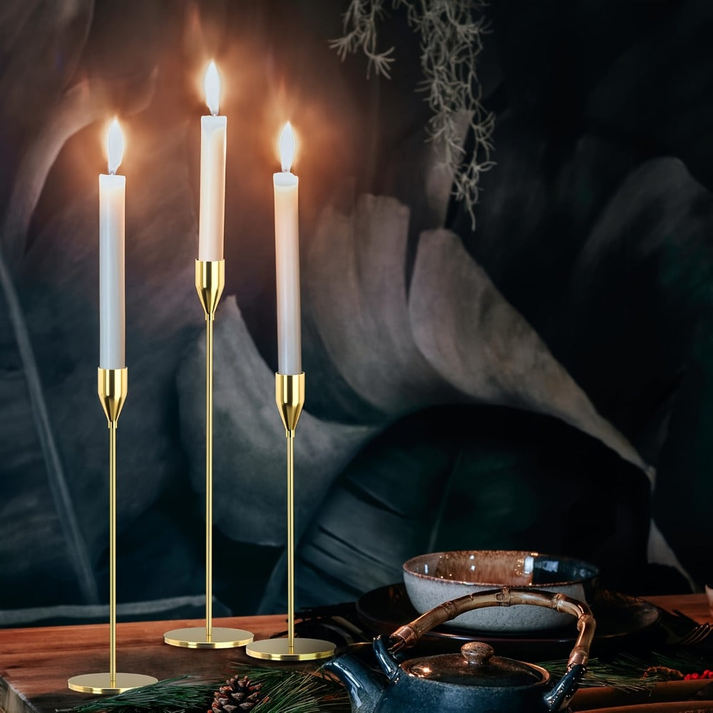 Taper Candlestick Holders Set of 6 - Decorative Metal Candle Holder Stand for Home Decor Wedding Dining Table Centerpiece Party Anniversary Event, Gold Rose Gold Black (Candles Not Included)