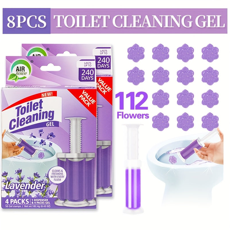 Toilet Cleaning Gel Stamp with Dispenser, Toilet Bowl Freshener & Cleaner Gel Stamps Prevent Scale & Toilet Ring, 6 Scents ¨C Ocean, Lavender, Floral, Peach, Lemon, Pine ¨C 4 Pcs or 8 Pcs Pack