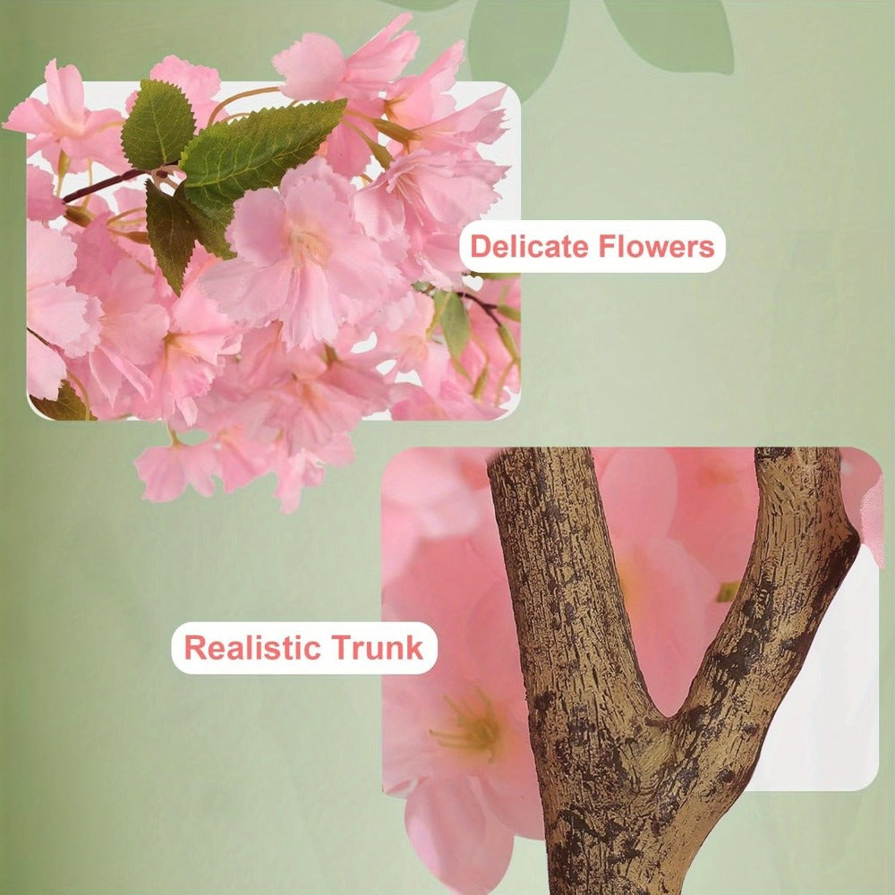 Artificial Cherry Blossom Tree 6ft Tall Faux Pink Silk Flower Tree with Moss Pot for Home Office Living Room Indoor Decor