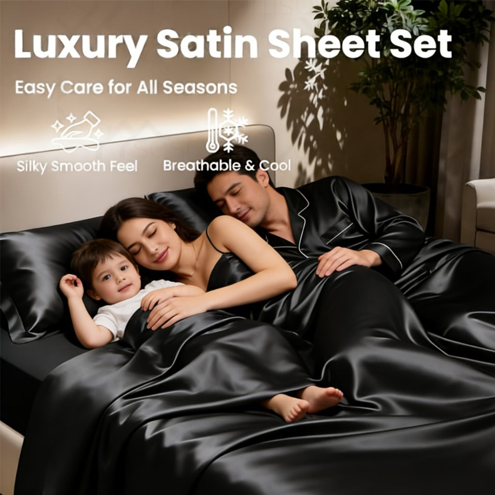 Satin Bed Sheets Set 2100TC Ultra Soft 3/4pcs ¨C Silky Smooth Breathable Satin Bedding for Twin Full Queen King, 5-Star Luxury Hotel Experience, Solid Color, 7 Colors Available