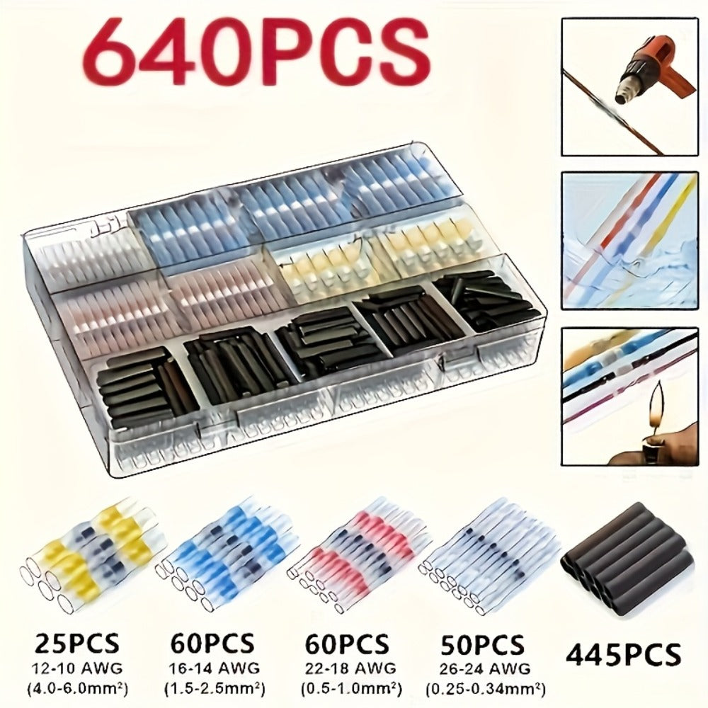 Solder Seal Wire Connectors Butt Splice Terminals 320/640/900pcs ¨C Heat Shrink Insulated Waterproof Electrical Connectors for Automotive Marine Boat Truck & DIY Wire Splicing