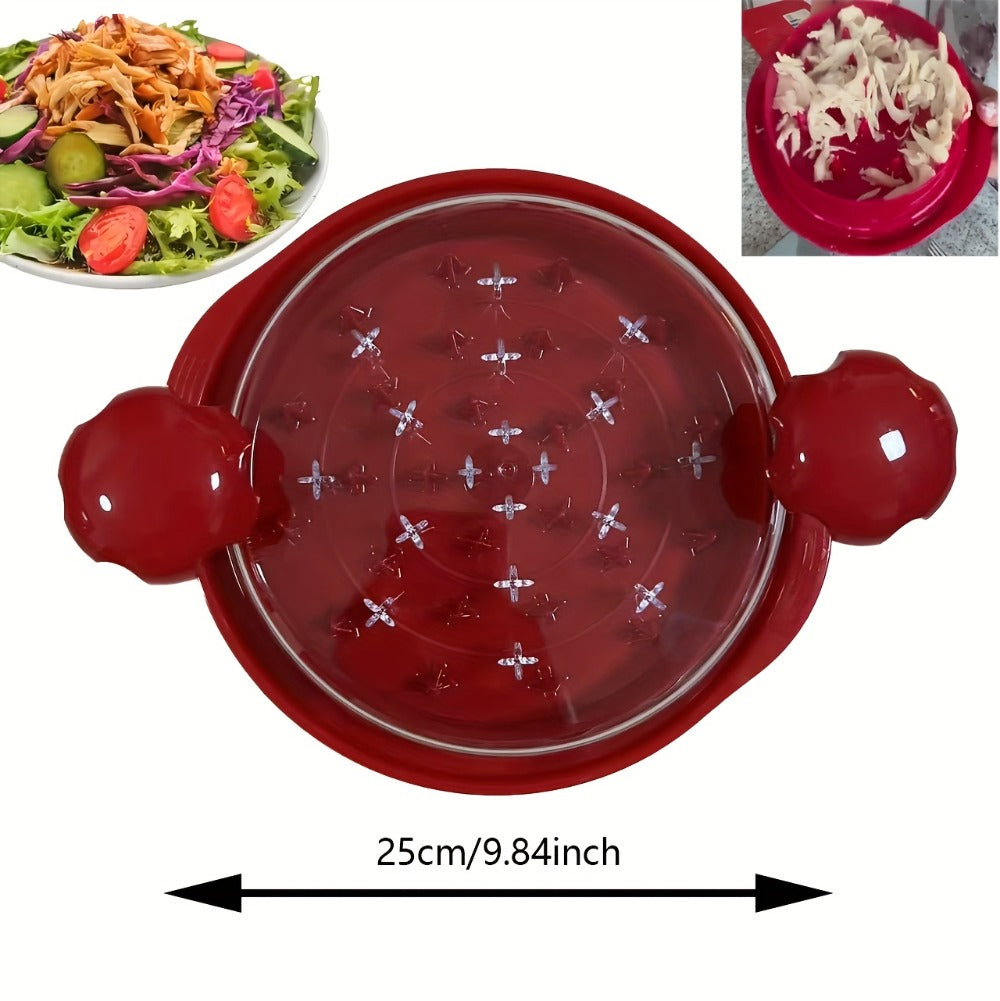 Chicken Shredder Tool with 360¡ã Twist Handle, Large Meat Shredder with Anti-Slip Base, Ergonomic Grip, BPA-Free, Transparent Lid, Includes Heat Tongs & Cleaning Brush for Chicken Breast Pulled Pork