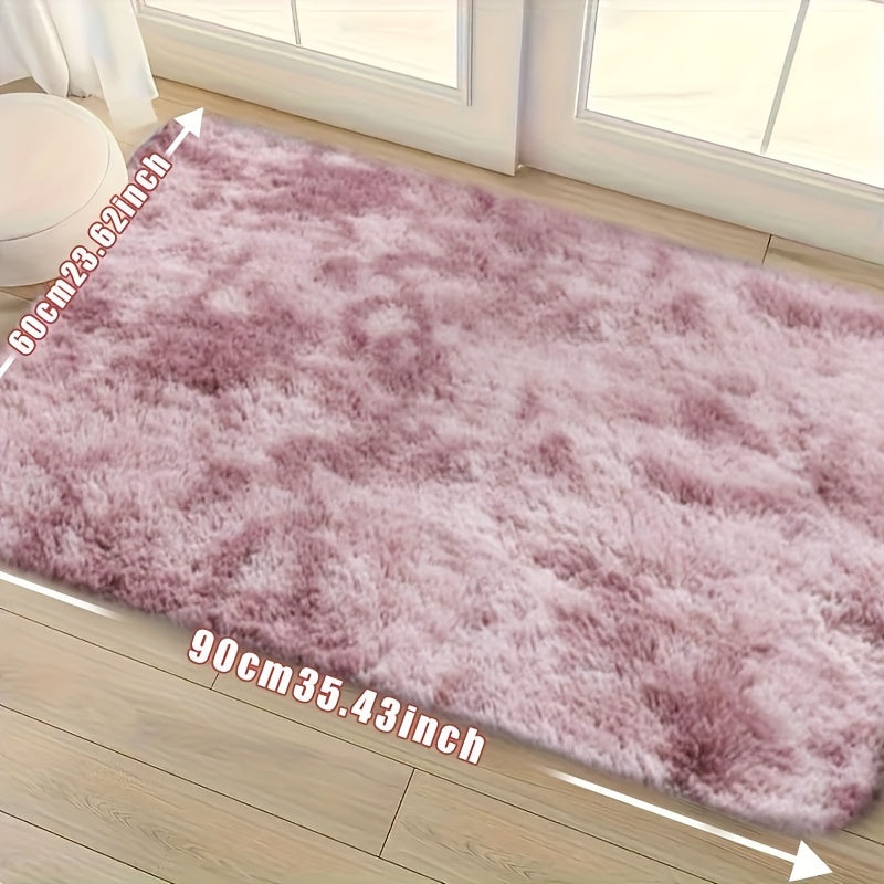 Tie-Dye Plush Area Rug Soft Non-Slip - Absorbent Machine Washable Fluffy Mat for Living Room Bedroom Bathroom, Modern Luxury Home Accent Rug, Dark Gray Black Light Gray Pink, 2 Sizes