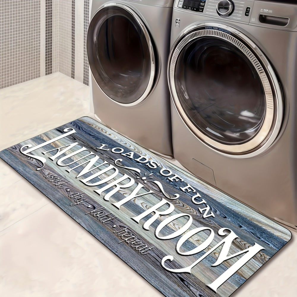 Farmhouse Laundry Room Runner Rug - Non-Slip Washable Retro Kitchen & Bathroom Mat | Anti-Slip Floor Runner for Laundry Room, Kitchen, Bathroom & Entryway | Boho Home Decor Accent Rug Multiple Sizes