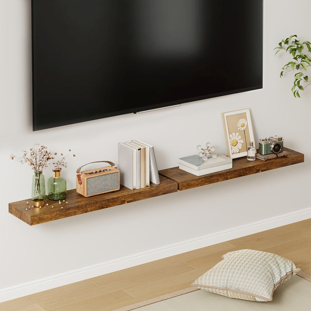 Floating Wall Shelves Set ¨C Wooden Wall-Mounted Shelves for Living Room, Kitchen & Bathroom (2/4/6pcs, 15.7¡±/19.7¡±/22¡±)