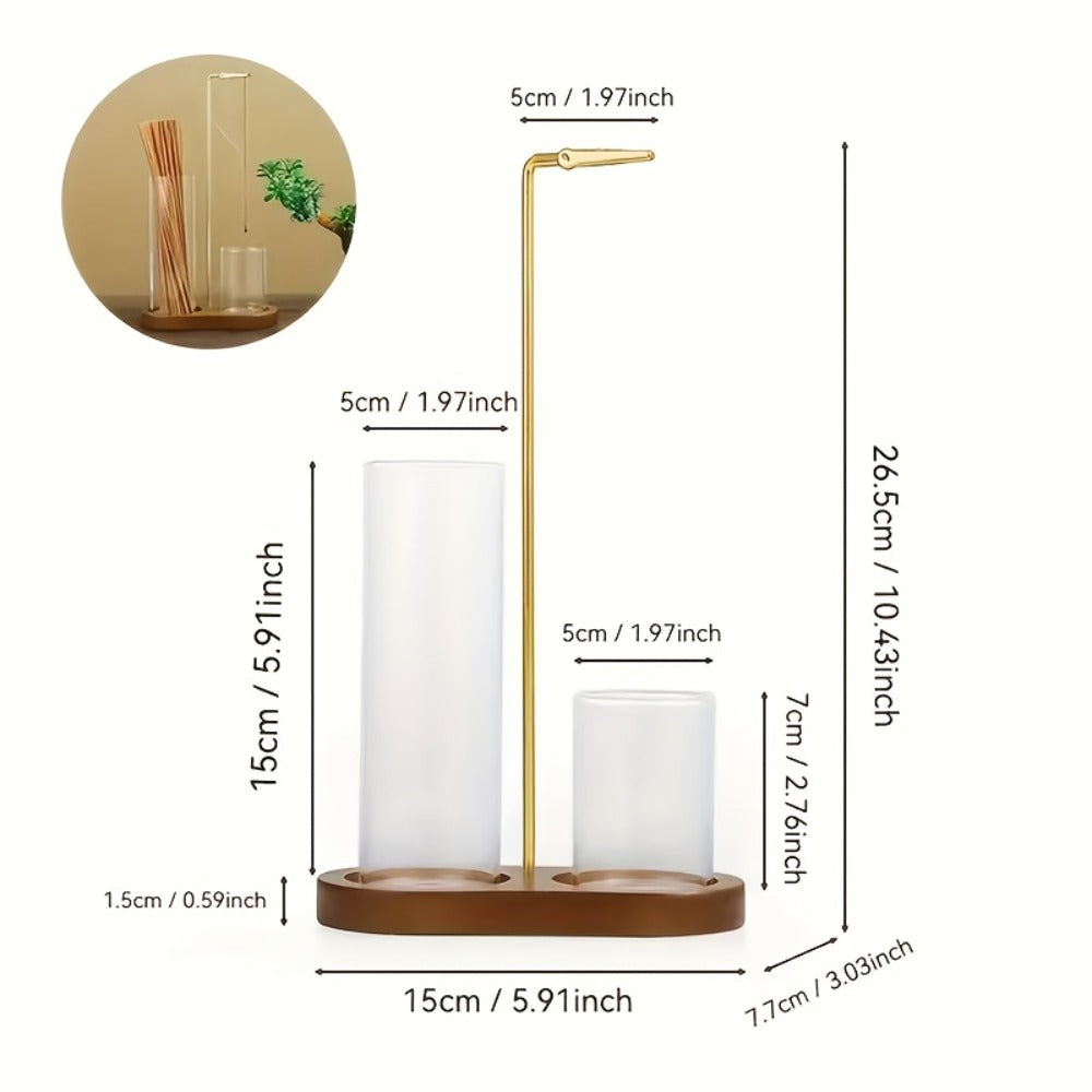 Glass Incense Burner 2-in-1 with Removable Ash Collector & Candle Holder ¨C Incense Stick Holder for Meditation, Yoga, Tea Ceremony & Home Decor ¨C Spiritual Relaxation Gift in Log & Retro Style