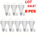 Rechargeable Emergency LED Light Bulb 12W 1100 Lumens 96W Equivalent with 800mAh Battery Backup ¨C 6500K E26 E27 Base Non-Dimmable Auto-On Power Outage Bulb for Home Office Camping, 8-Pack