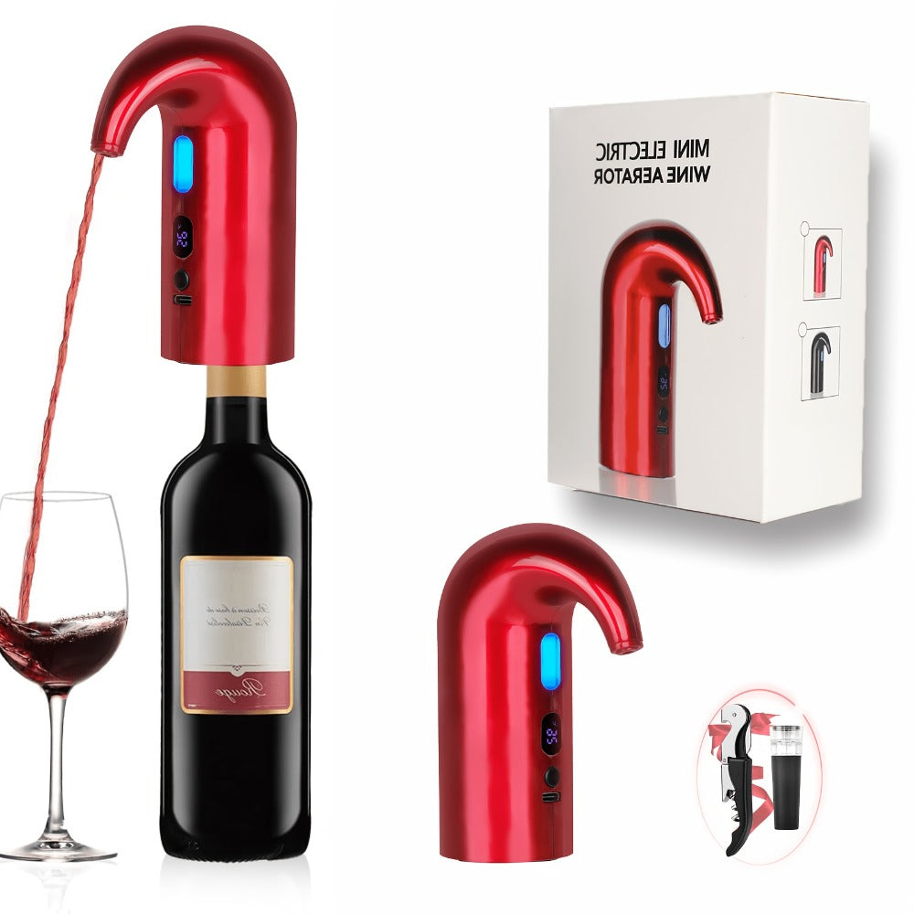 Electric Wine Aerator Decanter Dispenser Set 3-in-1, USB Rechargeable Automatic Wine Pourer with Wine Opener & Stopper, Gift for Wine Lovers