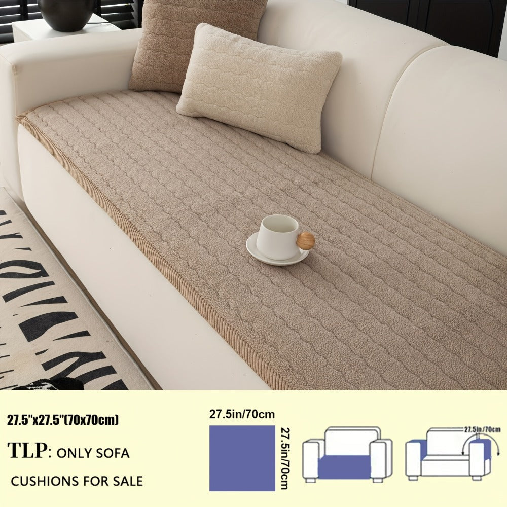 Plush Sofa Cover Bohemian Style Thickened Short Plush Non-Slip Machine Washable Pet Friendly Sofa Slipcover for Living Room Bedroom Office - Armrest Pad to 4 Seater
