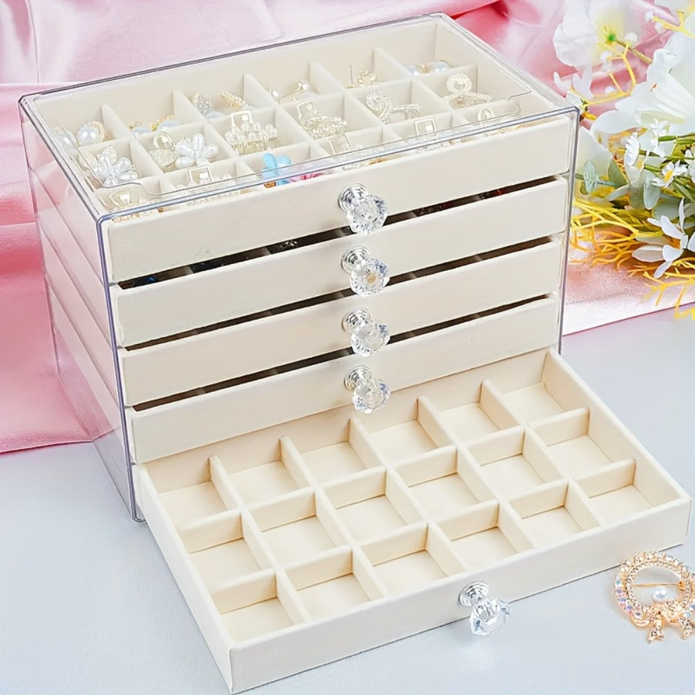 5-Tier Jewelry Box Organizer with Drawer Luxury Glam Storage